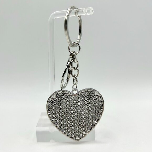 Red Crystal Rhinestone Heart Keychain Bag Charm – Silver or Gold - Picture 6 of 7